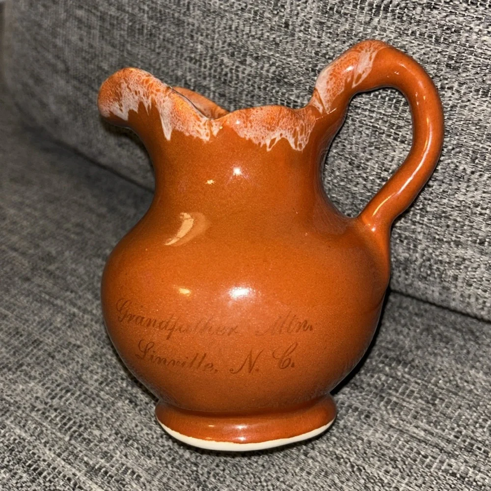 P. C. A. PADEN CITY ARTWARE GLAZED BURNT ORANGE SMALL PITCHER VINTAGE